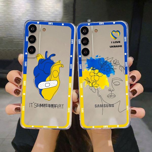 Telefon Clear Case für Samsung Galaxy S22 S21 S20 Ultra Fe S10 S9 S8 Plus Note 20 Ultra 10 8 9 Cover Funda Ukraine Flag -Muster