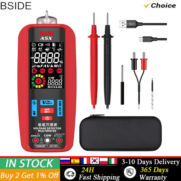 BSIDE A5X Tensione digitale Tester Elettricista Tester VFC Condensatore Hz Test elettrico Amperometro Inteligent Digital Multimetro Meter