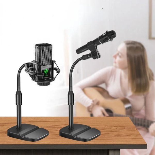 Новый 2024 Microphone Stand Desktop Portable Table State Retustable Mic Stand Cracket Mic Clip держатель с базовым легким кронштейном.