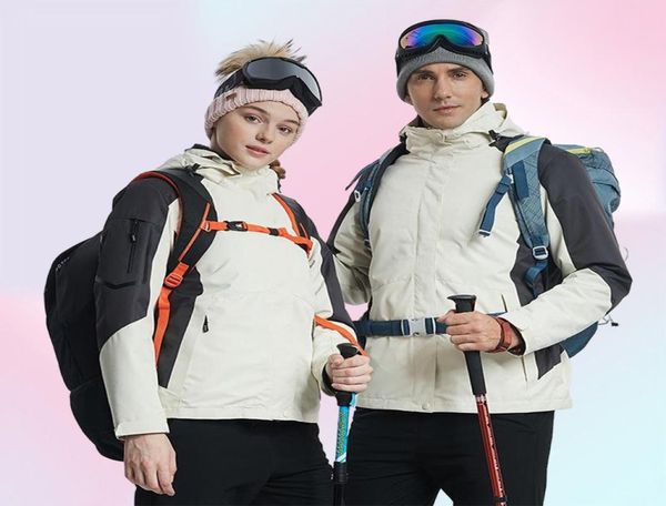 Skijacken Winter Männer Frauen Skijacke im Freien Wanderanzug wasserdicht plus Samt Snowboardmantel warmes winddes Verdickte6120992