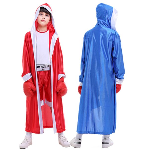 Kids Boys Boxer Kostüme mit Robe Cloak Filmcharakter Boxing Match Cosplay Halloween Party Rollenspiel