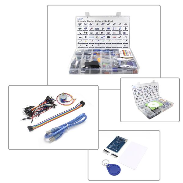 EQV MEGA 2560 Projeto O kit de partida mais completo para Arduino Mega2560 Nano com LCD1602 Sensor / tutorial IIC / ultrassônico