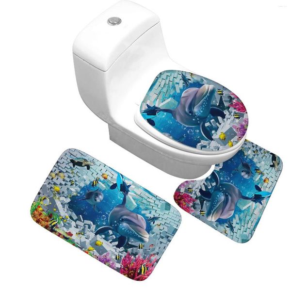 Tappetini da bagno tappetino da toilette stampate motivi del mondo sottomarino tappeti da bagno set anti -slip tappeti tappeti wc bagno piedemat