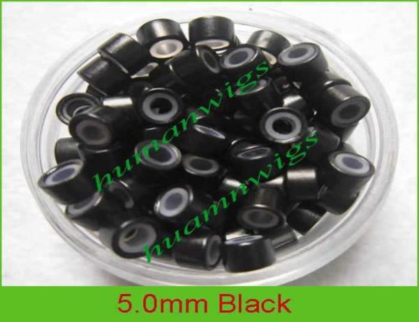 50mm Silikon Mikro Halka Bağlantıları Tüy Saç Extensionblack5000 PCS MIX Color1047867