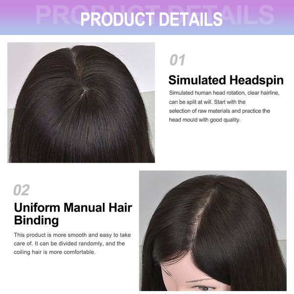 Testa di addestramento da 60 cm di mannequin, 80% Real Human Hair Mannequin Head per l'addestramento dei capelli Styling Cosmetologia professionale di parrucchiere professionale