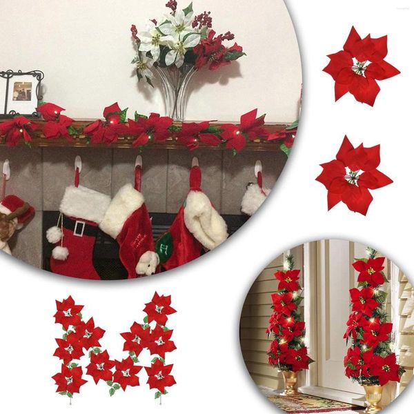 Flores decorativas Conecte -se ao ar livre um luz vermelha com frutas e grinaldas de azevinho 2pc Cups de sucção de janelas de decoração em casa 2pc