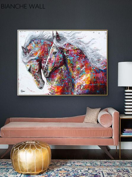 Cavalos coloridos Imagem decorativa Canvas Poster nórdica Arte da parede de parede Print