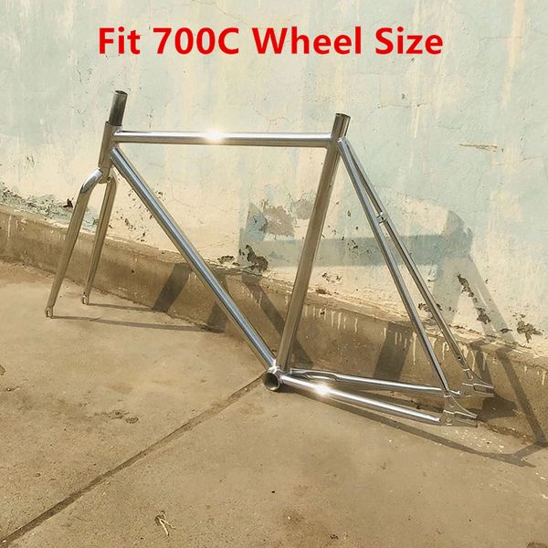 Quadro de bicicleta retrô Speed Speed Bicycle Frameset Aço Material de aço Fixie Combation Cycling Parts Vintage Silver Color