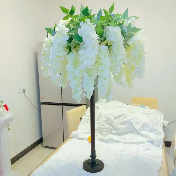 Dekorative Blumen 100 cm weiß rosa künstliche Blumenhordera Wisteria Baum Hochzeitstisch Centerpices Straße für heimische Wohnzimmer zitiert