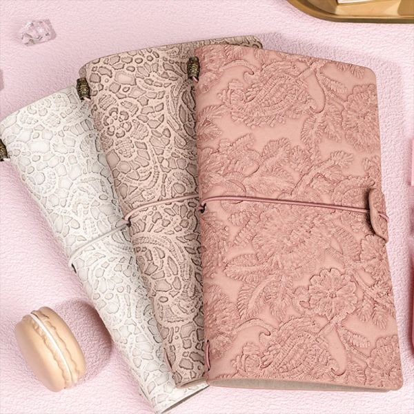 Notebooks Kawaii Hollow Lace Notebooks com Grid em branco papel interno papel