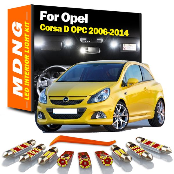 MDNG 11pcs для Opel Corsa D OPC 2006-2011 2012 2013 2014 Твористая лампа светодиодная карта купола куполо