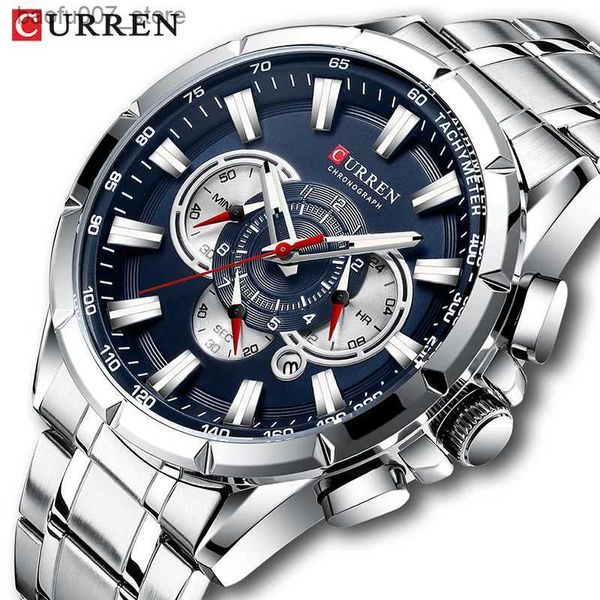 Relógios de pulso curren mass top luxury timing quartzo mass impermeável relógio masculino de aço inoxidável relógio