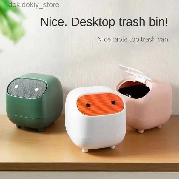 Cestino per rifiuti Cestino da tavolo Can Creative Cute Desktop Bin Small Tube Cestino Can Room Mini Tavolo in plastica Bid Cesta Pressa Carroe Carroe L49