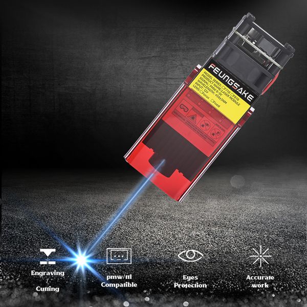 Laserkopfwellenlänge 455nm Blau TTL 15W Lasermodul für Gravurmaschinen Holzstecher Cutter Tool PMW