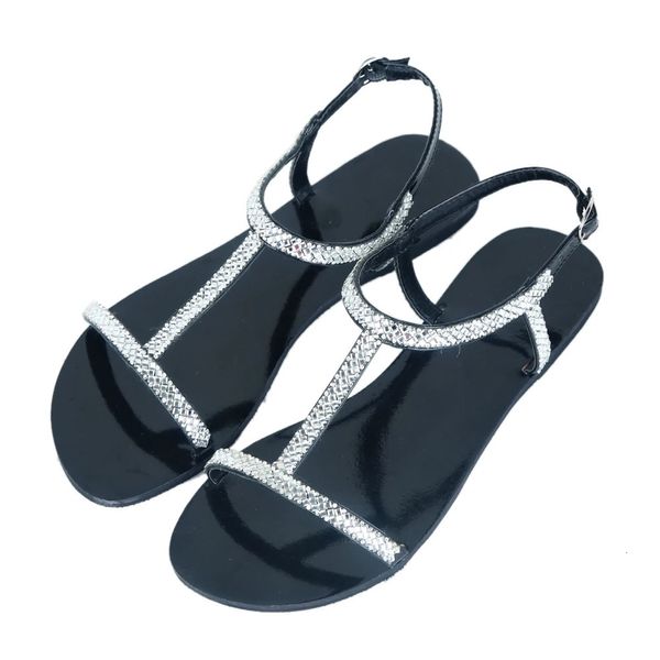 Летняя женская пляжная хрустальная сандалии Lady Shining Diamond Peep Toe обувь Mujer Оригинальный дизайн Boho Slipper Plus 240401