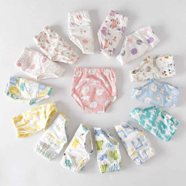 Pantaloni 5 pezzi/set di panno in stoffa pantunie biancheria bianche da bagno neonato mutande impermeabili per bambini piccoli pantaloni