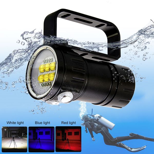 Flashlight di immersione a LED 10000lumens QH14-7 illuminazione sottomarino 80m IPX8 Torcia tattica impermeabile per la luce di riempimento video fotografico