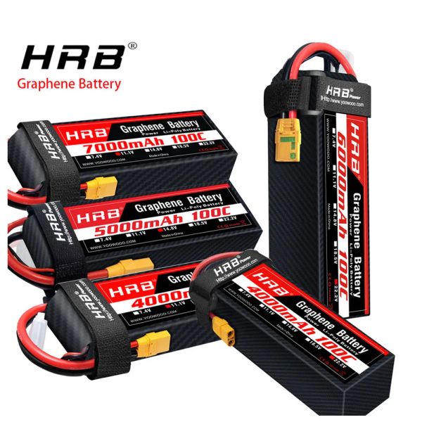 Drones HRB Bateria de grafeno 2S 3S 4S 6S RC Lipo 3300mAh 4000mAh 5000mAh 6000mah 7000mah 11,1V 14,8V 22.2V Bateria de lipo para drone de carro RC Drone