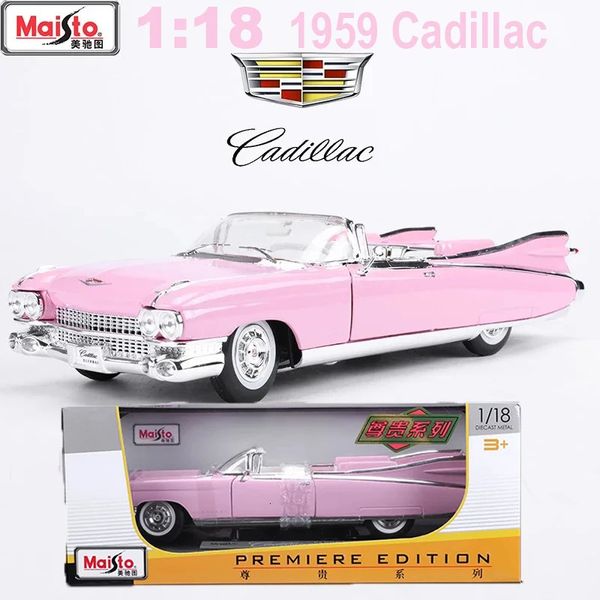 Maisto 1 18 1959 Eldorado Biarritz Convertible Vintage Car Diecast Model Edition Сплав роскошные украшения Toys 240408