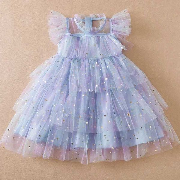 Kız Elbiseleri Küçük Kız Sapakları Giysileri Yaz Günlük Elbise 3-8yrs Sevimli Bebek Doğum Günü Vestidos Mesh Düğün Prenses Elbiseler Çocuklar İçin