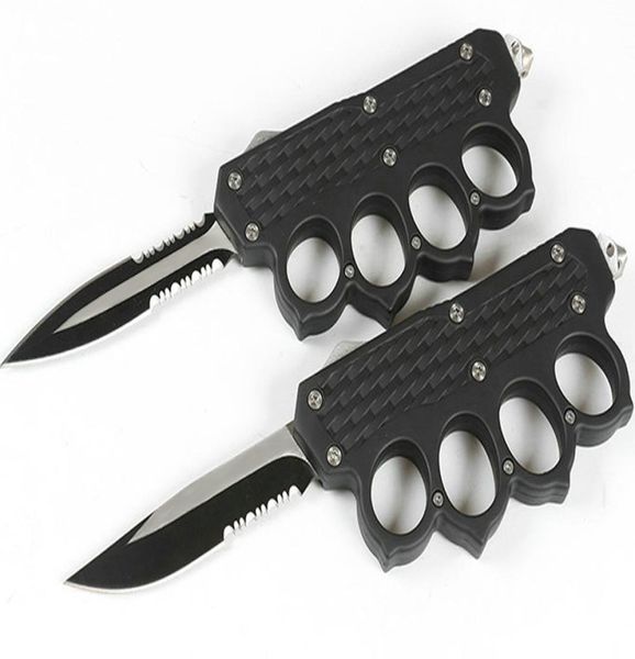 Knuckle Knuckle Auto Tactical Knife 440C Ações duplas Edge de borda serrilhada Blade EDC Pocket Gift Knives com nylon Bag2817577