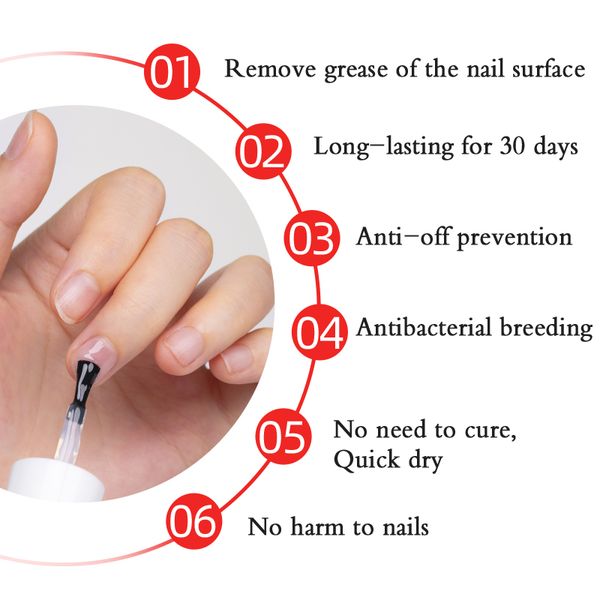 15 мл ногтя с приготовлением ногтя Дегидраторский лак для ногтей Бесплатный длительный длительный воздух сухой воздух не нуждается в УФ-светодиодной лампе для геля для ногтей.