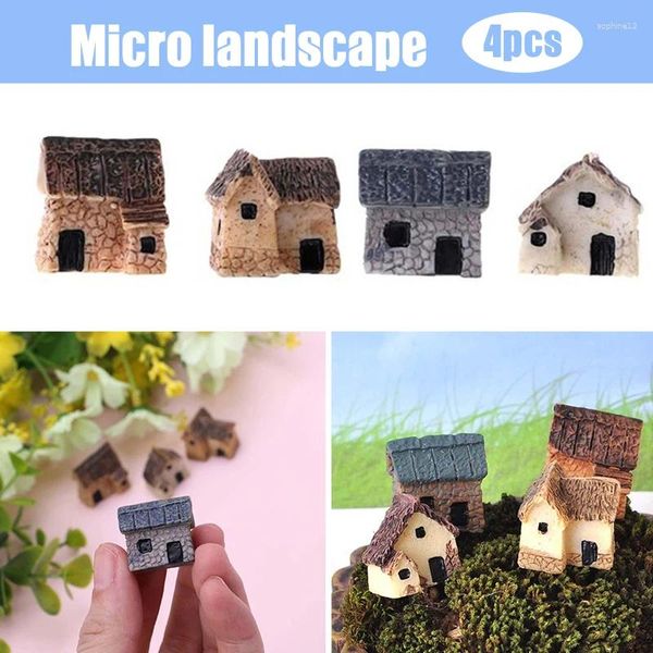 Figurine decorative 4pcs in miniatura squisita casa in pietra in pietra Desktop Ornaments Decorazione da giardino WZPI