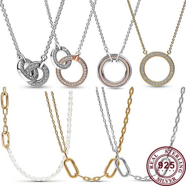 Collane a ciondolo Nuove 925 Silver Womens Me Gold Pearle Creative Circle Creative Circle Circle a ciondolo Womens Holiday Gift di alta qualità 240410