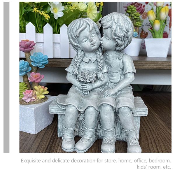 Bacio di coppia statue sculture giardino statue statue girl yard figurine figurine figure esterno anniversario decorazione