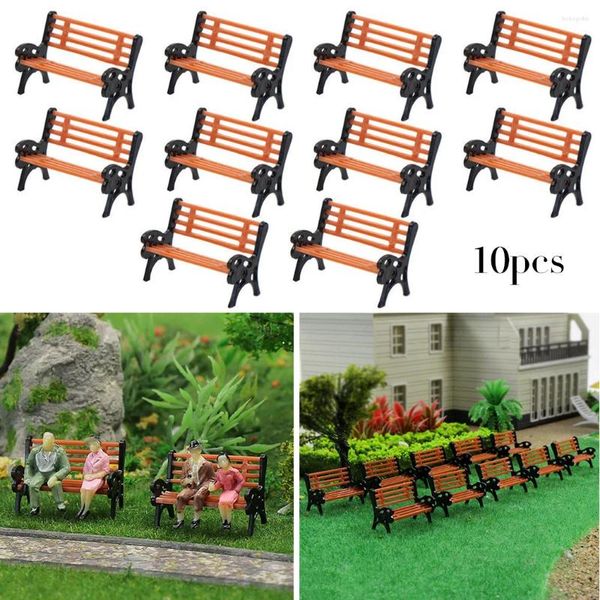 Dekorative Figuren 10pcs Model Park Bench Mini Garten Ornament Miniatur Zug Ho 1:87 DIY -Deko