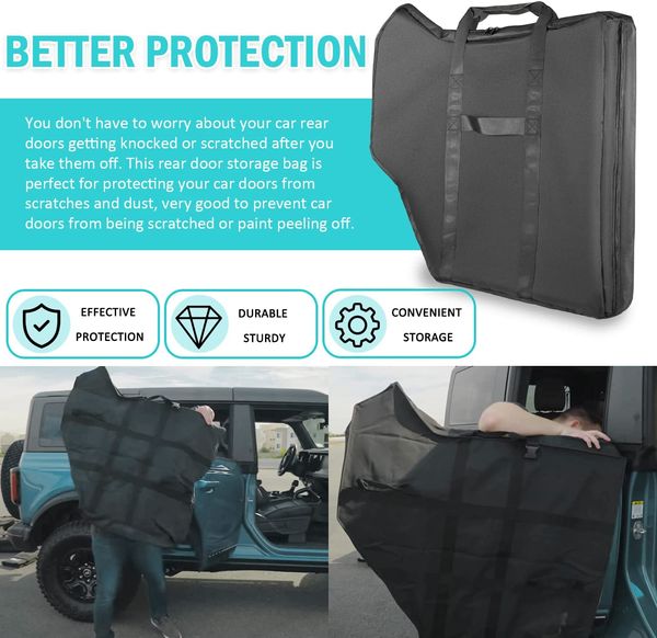 2 pezzi Borsa di stoccaggio della porta per auto posteriore per Ford Bronco 2021 - 2023 Accessori per copertura dell'organizzatore con driver a 4 porte e porte passeggeri