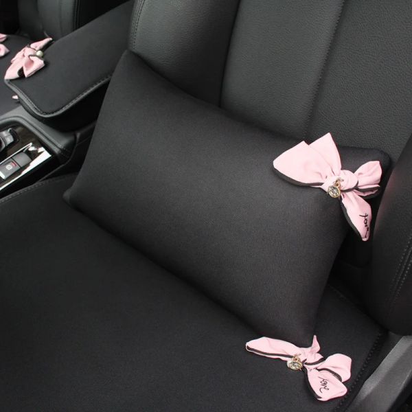 Niedlicher Bowknot Universal Autositz Kopfstütze Hals Kissen atmen Eis Seiden Auto Taille Unterstützung Autozubehör Innenraum für Frauen