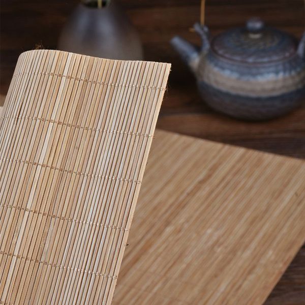 Mesa de bambu natural, tat de chá de chá de chá vintage placemat tabela de mesa de mesa de mesa de mesa para cozinha de decoração de mesa de jantar suprimentos