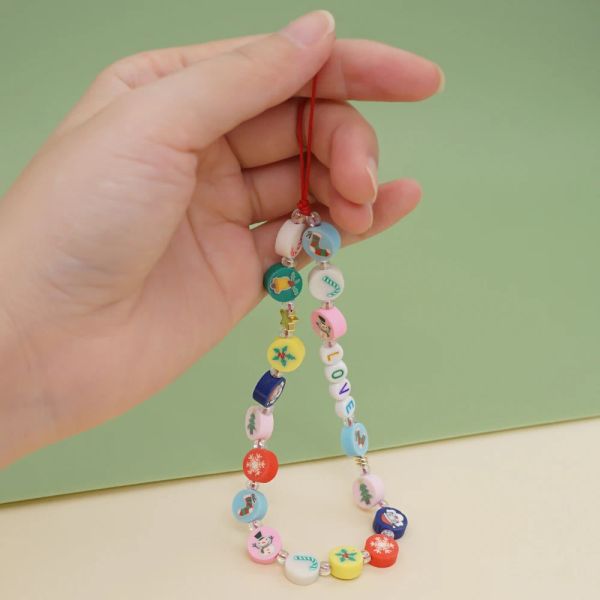 GO2BOHO Телефонная цепочка мобильная Lanyard Star Multi-Plostor Christmas Charm Beaded Beasting Love Letter Letters Цепочки антикачественные телефона