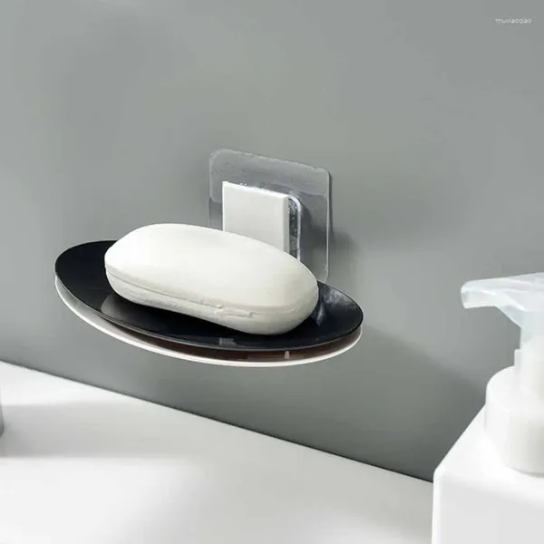 Kancalar vantuz duvara monte sabun kutusu ev drenaj abs oval yemekler tuvalet ücretsiz yumruk raf banyo basit tutucu
