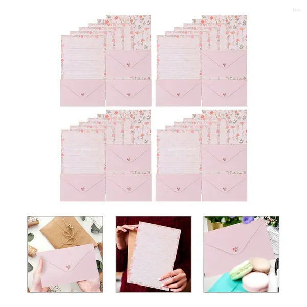 Embrulho de presente 4 conjuntos de papel de escrita vintage carta criativa para rosa em branco