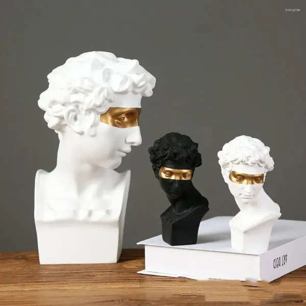 Dekorative Figuren Nordischer Büsten -Gips -Statue -Statue Minimalistischer Augenbetten David Exquisite griechische Mythologie Figurkunstzubehör