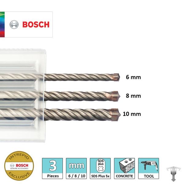 Bosch 2608833912 SDS plus 5x Bohrer Bit Vier Schneidermauerwerk Stahlbeton -Bohrer 3 -