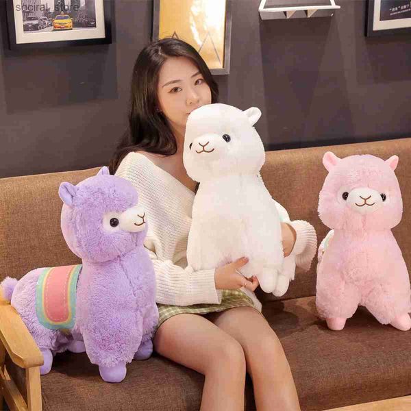 Doldurulmuş peluş hayvanlar güzel kabarık alpaca peluş oyuncak yumuşak doldurulmuş sevimli koyun lama hayvan bebek bebek yatıştırma yastık kawaii ev yatak doğum günü hediyesi l411