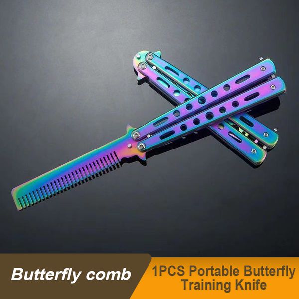 1pcs Taşınabilir Kelebek Eğitim Bıçağı Katlanabilir CSGO Balisong Trainer Pocket Flail Bıçağı Eğitim için Kesilmemiş Bıçak Kelebek Karalanma