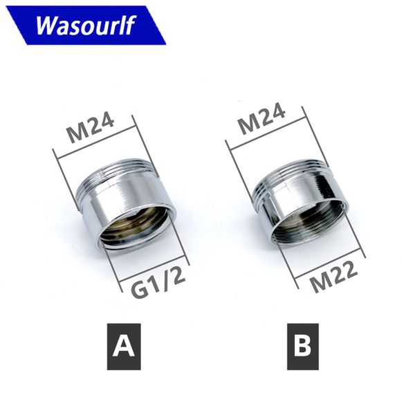 Wasourlf G1/2 M22 Transferência de roscas fêmeas M24 Adaptador de filtro de rosca masculina Adaptador de banheiros peças de torneira
