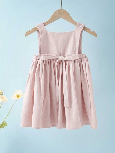 Abiti da ragazza Summer Kids Abbigliamento Solido Colore Stender Abito da ragazza in cotone in cotone in cotone senza maniche