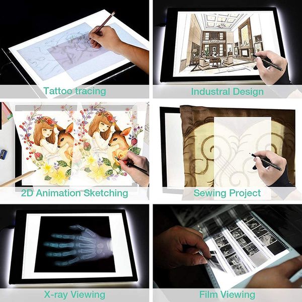 Scheda di luce A4/A3, scatola luminosa di tracciamento, pad della luce magnetica, tavolo da luce per tracciamento, tavolo da disegno a LED, tampone di schizzi