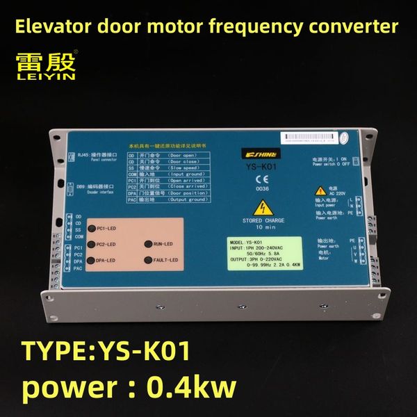 1PCS Conversor de frequência do motor da porta do elevador YS-K01 400W Aplicável à energia do elevador de Eshine 400W Partes de elevador 0,4kW