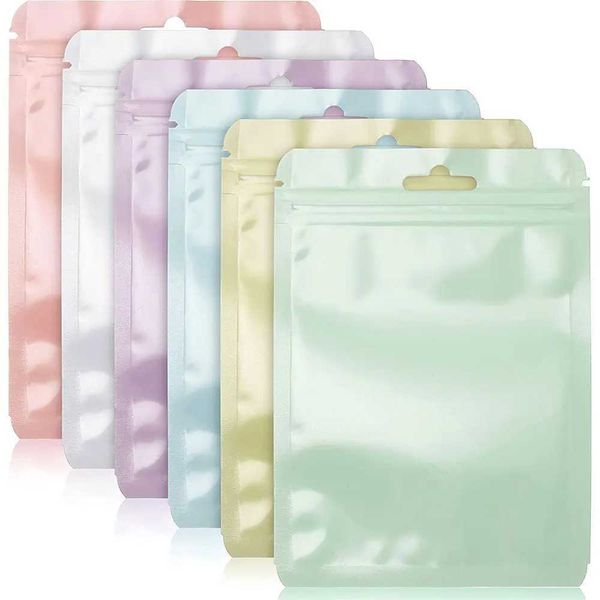 Jóias de jóias 50 peças/lote reutilizável com zíper de trava de plástico Bolsa transparente Macaron Color Sealed para jóias DIY Saco de embalagem de exibição de varejo