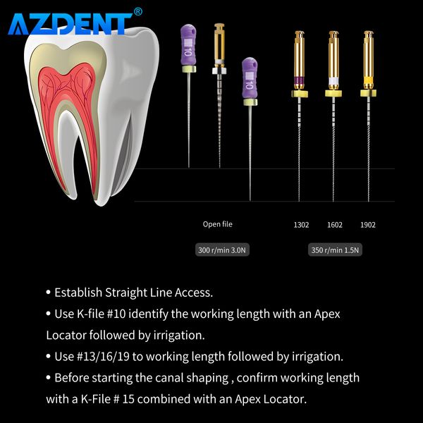 10 Boxen AzDent Dental Nickel Titanium Pfaddateien Endo-Datei 25mm Größe 13# -19# Taper 02 Motor verwenden Root Canal Instrument Tools