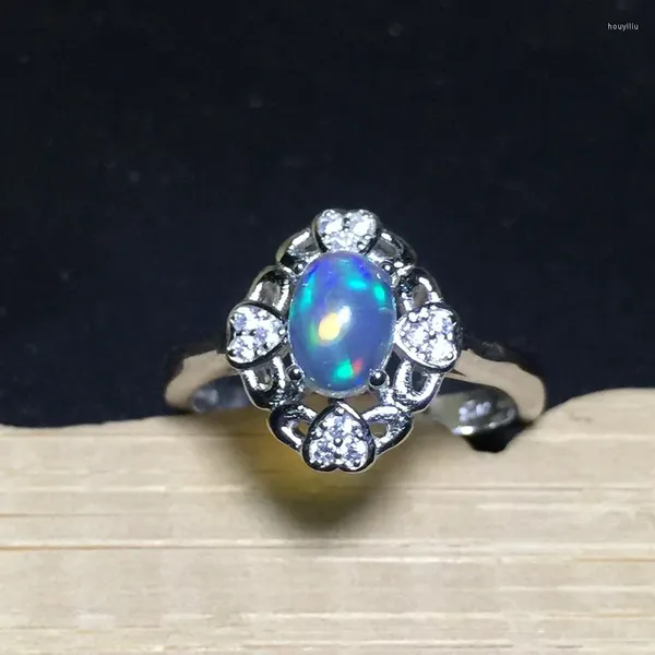 Cluster Ringe Kjjeaxcmy Fine Schmuck natürliche Opal Lady Ring 925 rein Silber mit Feuer und Farbe Super schön