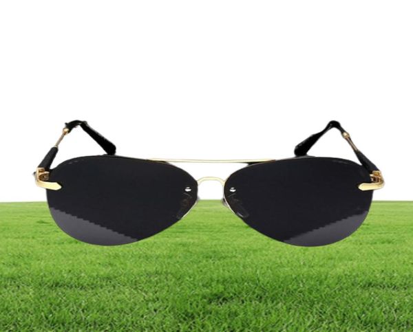 MEN039S Поляризованные солнцезащитные очки UV400 Retro Designer Brand Солнцезащитные очки Mercedes de 743 Пилотный металл без краев Gafas hombre GR7963796