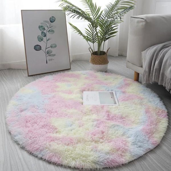 Teppiche 40/60 cm rosa runde Teppichmatte Wohnzimmer Schlafzimmer Teppichboden flauschiger Anti-Skid-Wohnkultur Kinderdekoration