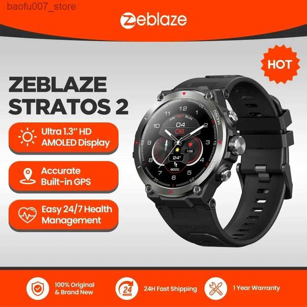 Bilek saatleri Zeblaze Stratos 2 GPS Akıllı AMOLED Ekran 24 Saat Sağlık Monitörü Uzun Pil Ömrü